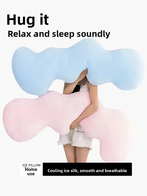Cloud Shaped Sleeping Pillow for Women Leg Clasping Bed Pillow Modern Simple Style Home Use Polyester Fiber Washable Long Pillow